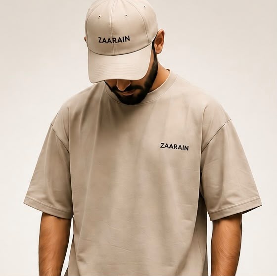 ZAARAIN Jujutsu Kaisen Oversized Graphic Tee T-Shirt Men's Beige Drop Shoulder Streetwear